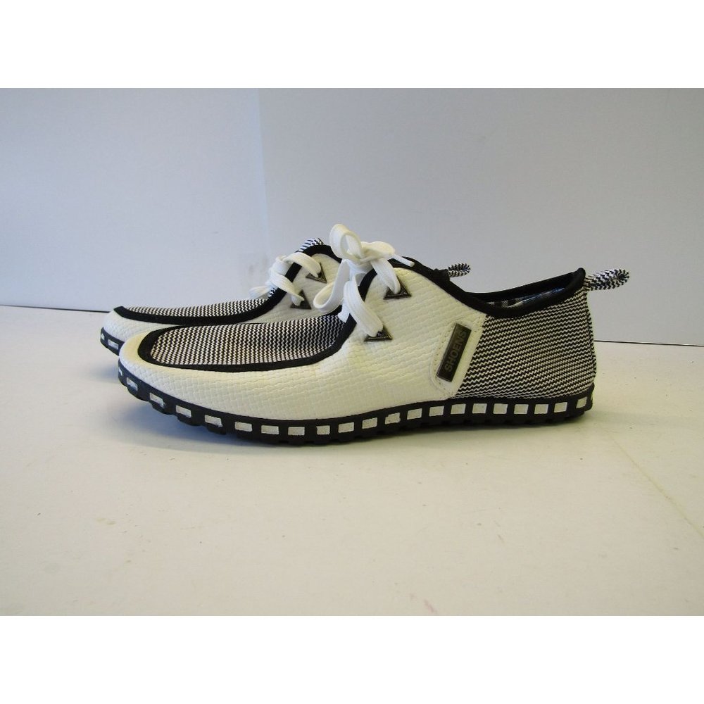 Shoens Two Tone White & Gray Slip On Loafers Driving Shoe Men Size 10 EU 43